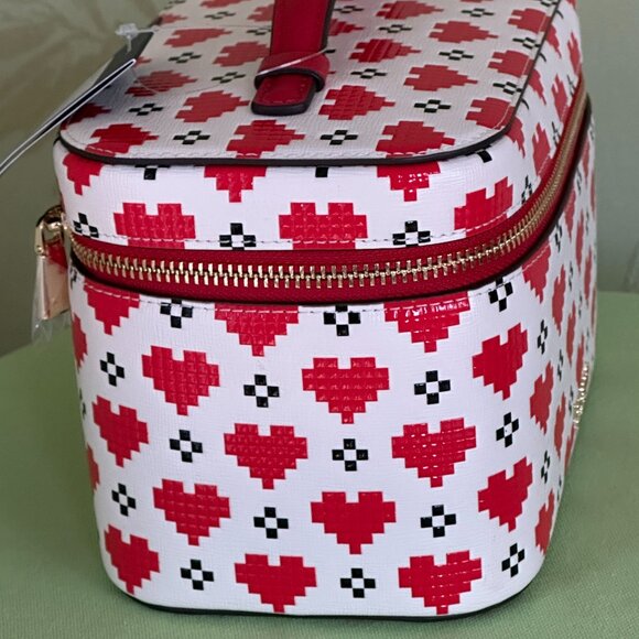 KATE SPADE DEVIN PIXEL HEARTS VANITY KIT MAKE-UP/TOILETRY CASE:NWT HEARTS - Picture 10 of 16